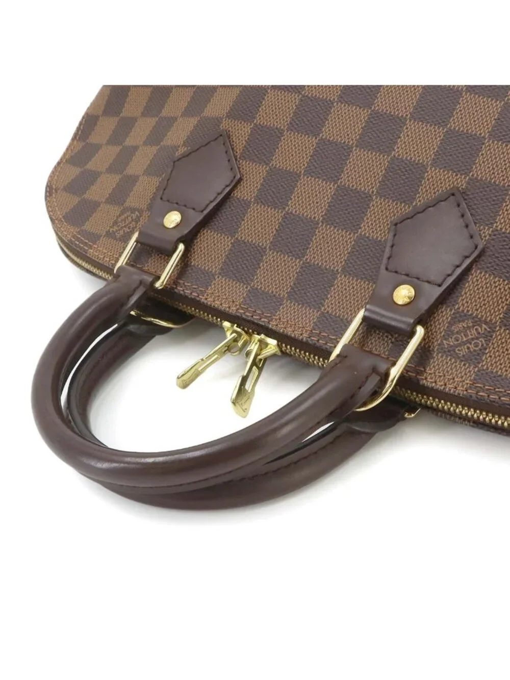 Louis Vuitton Damier Alma PM Hand Bag Ebene Brown Gold